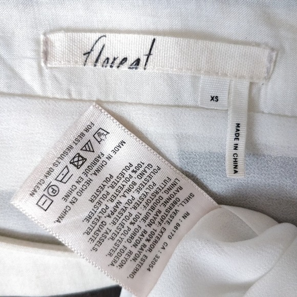 3/$20 Anthropologie Floreat Black White Striped Embroidered Fringe Top XS - Picture 8 of 8